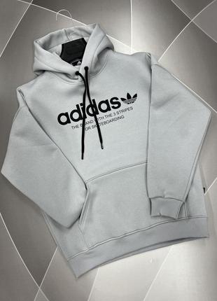 Худи теплый adidas мужской оверсайз  s-xxl арт.1724, серый, m, 46