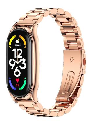 Ремінець mijobs v-shape металевий для xiaomi mi band 7 rose gold (mrk2165)