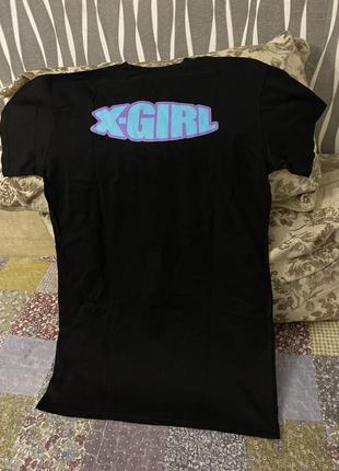 Черное брендовое платье футболка короткое платье с надписью x girl