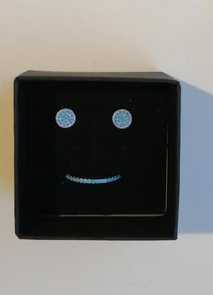 Комплект сережок та перстня з бірюзовими камінцями