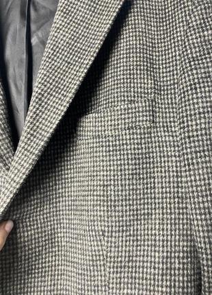 Классической мужское пальто из шерсти и кашемира , гусиная лапка серое с черным3 фото