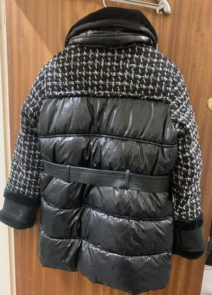 Пуффер, курточка зимова стильна чорна з поясом як zara1 фото