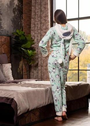 Женская пижама кигуруми с карманом на попе мятная размер m6 фото