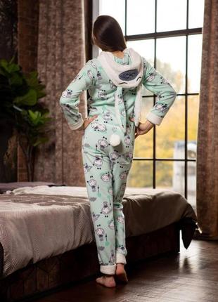 Женская пижама кигуруми с карманом на попе мятная размер m4 фото