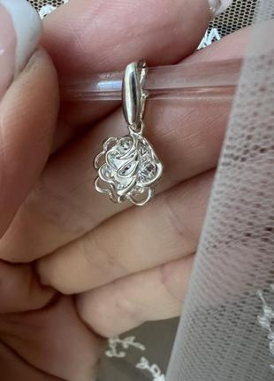 Новий дуже симпотний підвіс кулон "роза" родоване срібло 925 проби5 фото