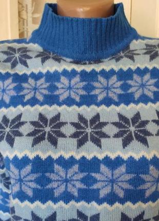 Новорічний светр водолазка вовна.7 фото