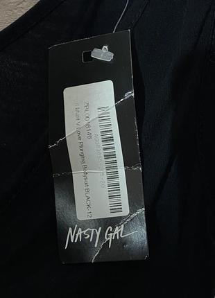 Черный боди с v вырезом, бантики на бретелях 🖤 nasty gal 🖤 р. 12 (m/l)4 фото