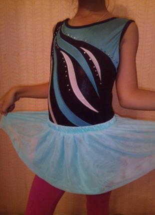 Спідниця "пачка" бірюзова сітка для виступу, занять спортом танцями з паєтками1 фото