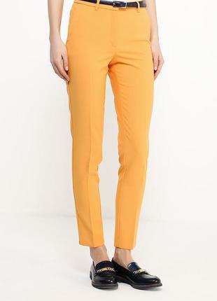 Качественные женские деми прямые брюки со стрелками высокой талией желтые2 фото