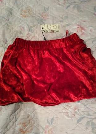 Яркая красная велюровая юбка terranova.5 фото