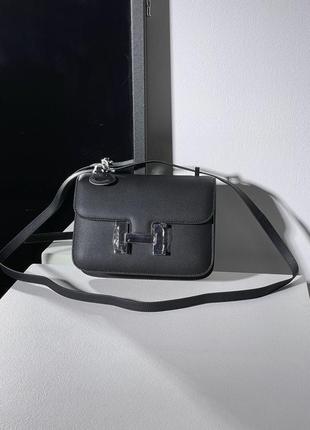 Женская сумка hermes  constance 23 epsom calf black/silver6 фото