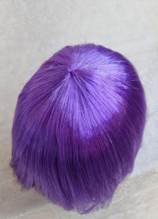 Парик фиолетовый короткий  карнавальний парик каре с фиолетовым волосами4 фото