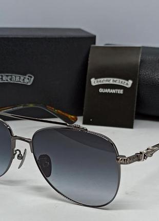 Chrome hearts чоловічі сонцезахисні окуляри краплі темно сірий градієнт в сріблястому металі