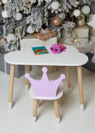 Детский деревянный столик и стульчик, детский стол и стульчик, детский столик белый5 фото