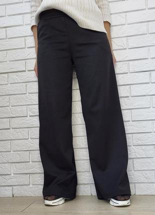 Теплые женские штаны палаццо качественны турецкий рубчик на флисе. черные брюки-палаццо
