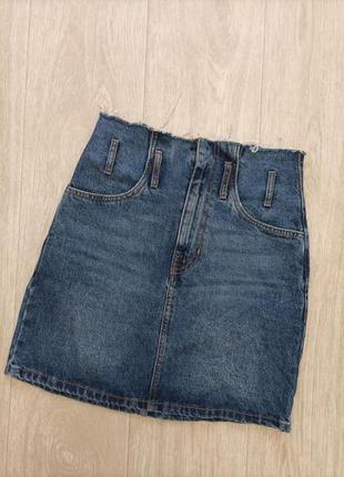 Классная джинсовая юбка stradivarius, размер 36.7 фото