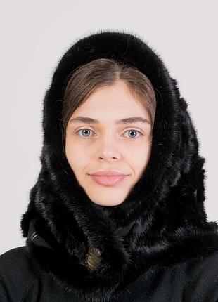 Жіночий зимовий чорний чорний капюшон на голову.