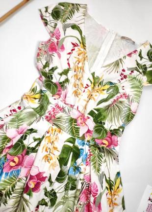 Платье женское мини клеш в цветочный принт от бренда orsay xs s3 фото