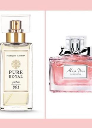 Парфюм женский fm pure royal 801 christian dior miss dior, 50 мл