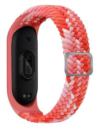 Ремешок нейлоновый mrk для фитнес браслета xiaomi mi band 3 4 5 6 7 melange красный (mrk2256)1 фото