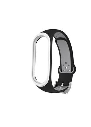 Ремешок nike style с металлической застежкой для фитнес-браслета xiaomi mi band 4 и 3 черный с серым (mrk3081)