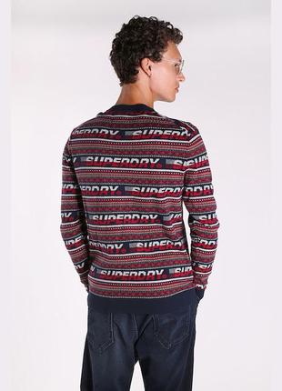 Чоловічий светр з довгим рукавом superdry downhill jacquard crew, темно-синій/червоний3 фото