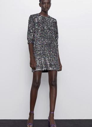 Коротке плаття в паєтки zara