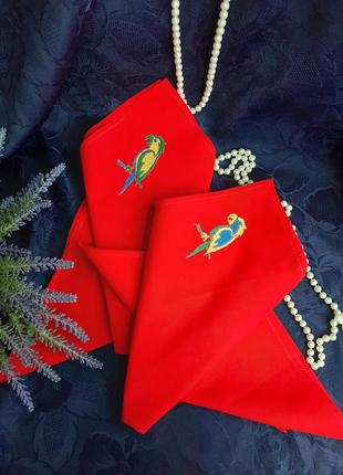 Кокаду🦜 комплект салфеток хлопок вышивка попугай попугайчики скатерки текстильные винтаж1 фото