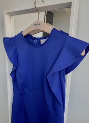 Платье asos синее электро на молнии с воланами1 фото