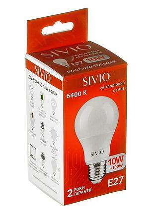 Светодиодная лампа sivio e27-a60-10w-6400k