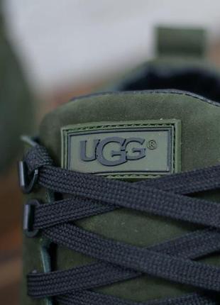 Ботинки мужские зимние нубук ugg кроссовки из натурального нубука и утепленные шерстью не промокаемые хаки2 фото