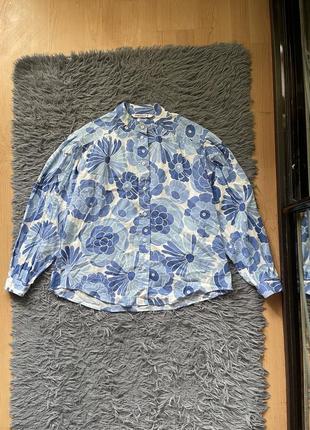 Zara хлопкова яскрава стильна блузка сорочка із свіжих колекцій
