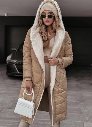 Куртка пальто с хутром 🔥5 фото