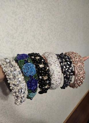 Обруч ободок обідок ручная работа hand made украшение на волосы голову