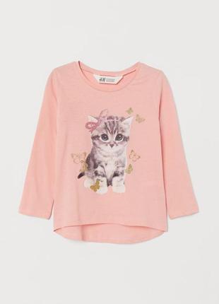 Новый реглан кофта h&m р. 122-128 см на 6-8 лет, с котенком2 фото