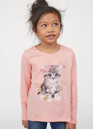 Новый реглан кофта h&m р. 122-128 см на 6-8 лет, с котенком1 фото