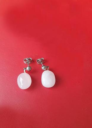 Серьги из натурального розового кварца,