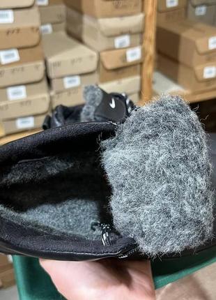 Кроссовки кожаные мужские зимние nike ботинки из натуральной кожи утепленные шерстью черные10 фото