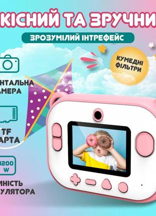 Фотоаппарат детский моментальной печати единорог для фото и видео fullhd3 фото