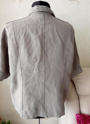 Моделирующая натуральная рубашка, лен, хаки, стройнящий эффект, на лето2 фото