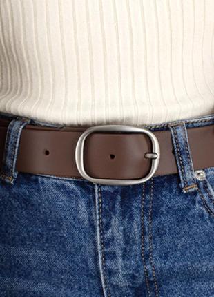 Ремінь жіночий шкіряний коричневий hc-3451 (120 см) під джинси та штани2 фото