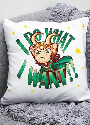 Декоративна подушка плюшева подарунок з принтом локі loki марвел комікс