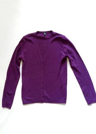 Фиолетовая шерстяная кофточка на пуговицах benetton. когда осень наступает.1 фото