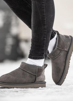Угги замшевые зимние ugg classic ultra mini, женские сапоги ❄️