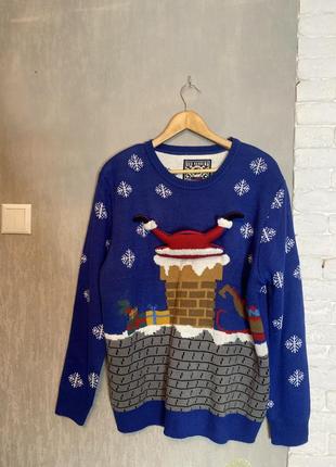 Новогодний джемпер кофта с капюшоном свитер большого размера батал red herring,xl3 фото