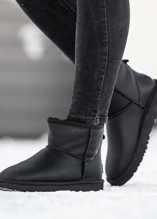 Угги шкіряні зимові ugg classic mini, якісні теплі чоботи