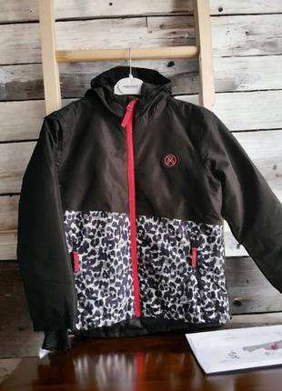 Зимняя термо куртка с леопардовым принтом / лыжная