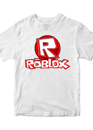 Футболка з оригінальним принтом онлан гри roblox "червоно-білий напис роблокс roblox"  push it1 фото