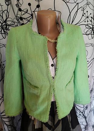 Салатовый пиджак 100%коттон