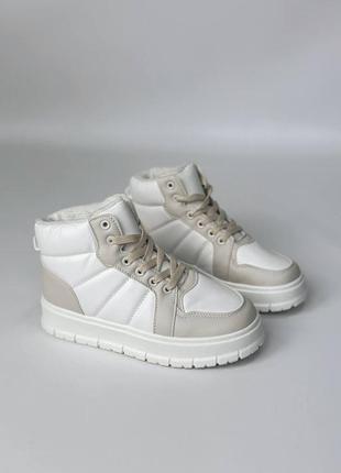 Женские зимние высокие кроссовки sneakers ayron beige